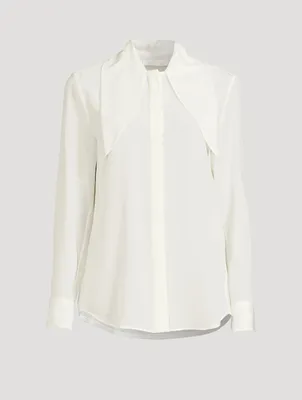 CHLOÉ Vertical Tie-Neck Silk Shirt