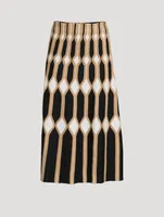 Renaissance Intarsia Knit Midi Skirt