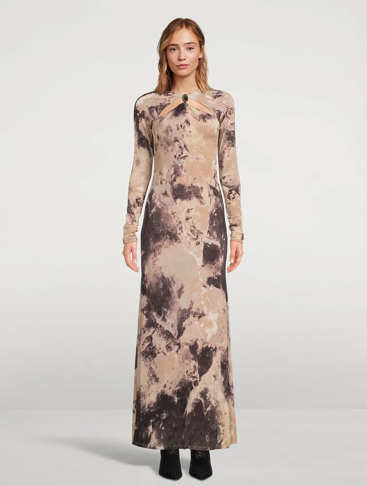 Etta Printed Cut-Out Gown