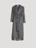 Carrie Fringe-Trimmed Belted Coat