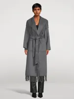 Carrie Fringe-Trimmed Belted Coat