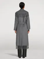 Carrie Fringe-Trimmed Belted Coat