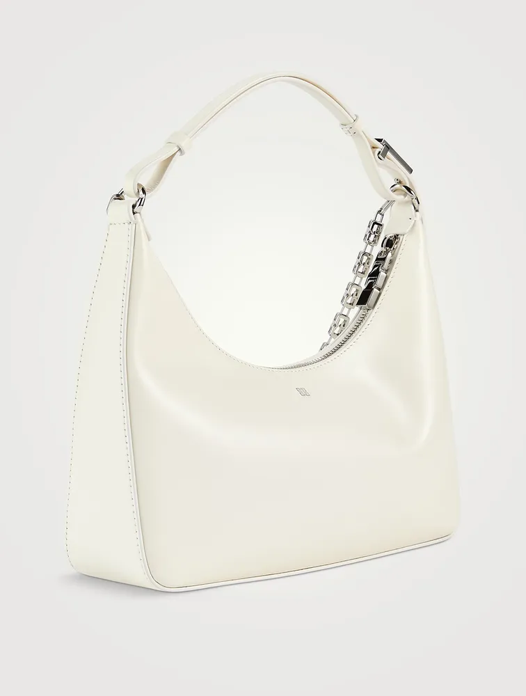 Small Moon Cut Out Leather Shoulder Bag With Chain