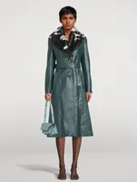 Shearling-Trimmed Leather Trench Coat