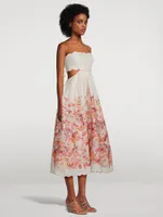 Devi Cut-Out Midi Dress Floral Print