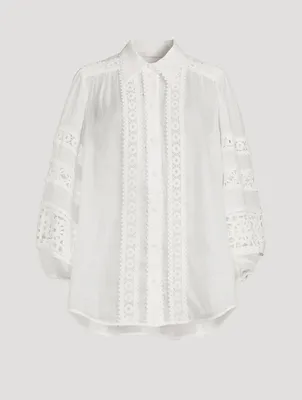 Devi Puff-Sleeve Embroidered Blouse