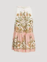Chintz Tiered Midi Skirt Floral Print