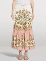 Chintz Tiered Midi Skirt Floral Print