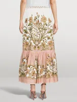Chintz Tiered Midi Skirt Floral Print