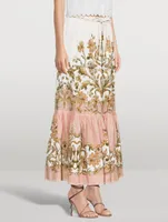 Chintz Tiered Midi Skirt Floral Print