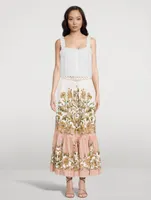 Chintz Tiered Midi Skirt Floral Print