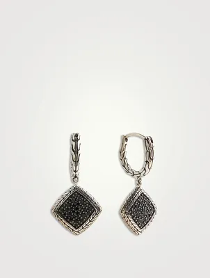 Carved Chain Silver Drop Earrings