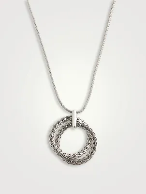 Classic Chain Silver Interlink Pendant Necklace