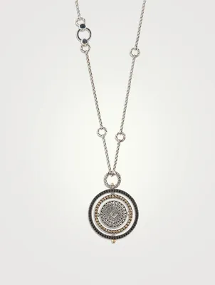Moon Door Silver Pendant Necklace With Pavé Black Sapphire