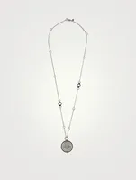 Moon Door Silver Pendant Necklace With Pavé Black Sapphire