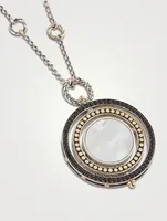 Moon Door Silver Pendant Necklace With Pavé Black Sapphire