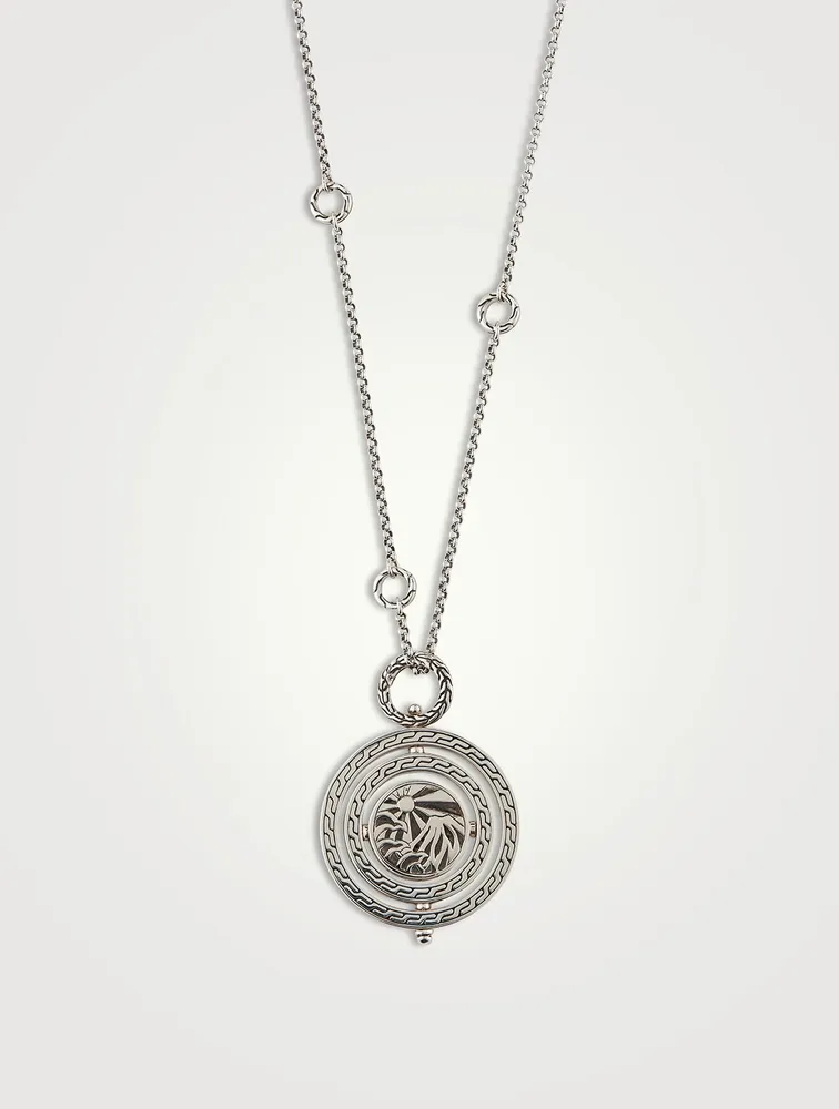 Moon Door Pendant Necklace With Pavé Sapphire