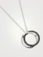 Bamboo Silver Interlinking Pendant Necklace With Black Sapphire