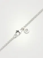 Bamboo Silver Interlinking Pendant Necklace With Black Sapphire