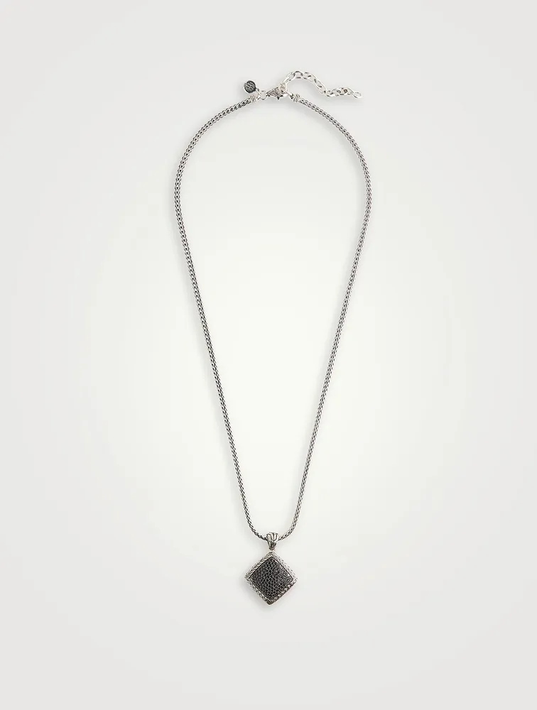 Classic Chain Pendant Necklace With Black Spinel