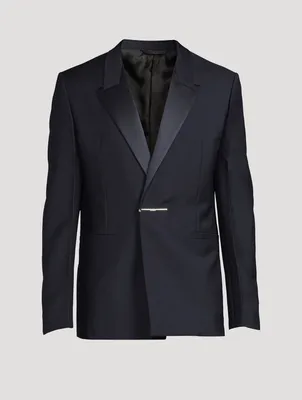 Wool And Mohair Slim-Fit Jacket With Satin Collar