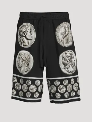 Silk Shorts Coin Print