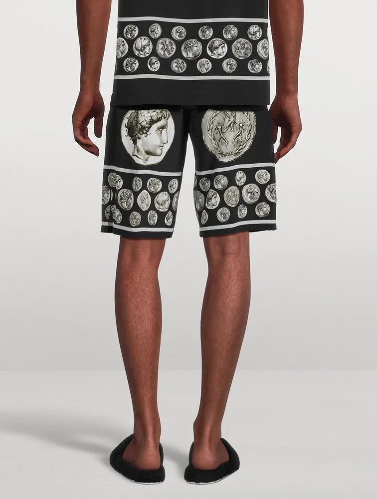 Silk Shorts Coin Print