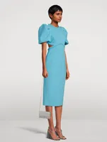 Michelle Puff-Sleeve Midi Dress