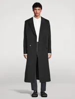 Wool-Blend Double-Breasted Long Coat