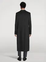 Wool-Blend Double-Breasted Long Coat