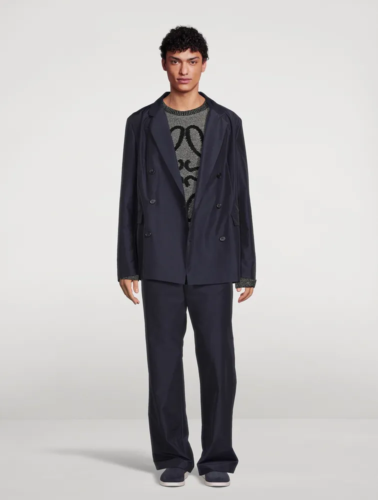 Wool-Blend Double-Breasted Jacket