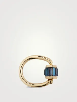 18K Gold Total Baguette Trundle Lock Ring with Blue Sapphire
