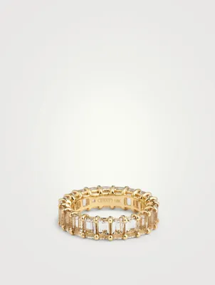 18K Gold White Topaz Eternity Band Ring