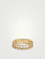 18K Gold White Topaz Eternity Band Ring