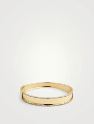 18K Gold Nameplate Bangle Bracelet With Diamonds