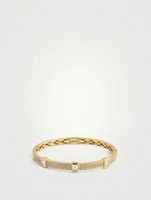 18K Rose Gold Diamond Triple Bezel Baguette Bangle Bracelet