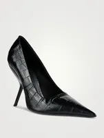 Croc-Embossed Leather Pumps