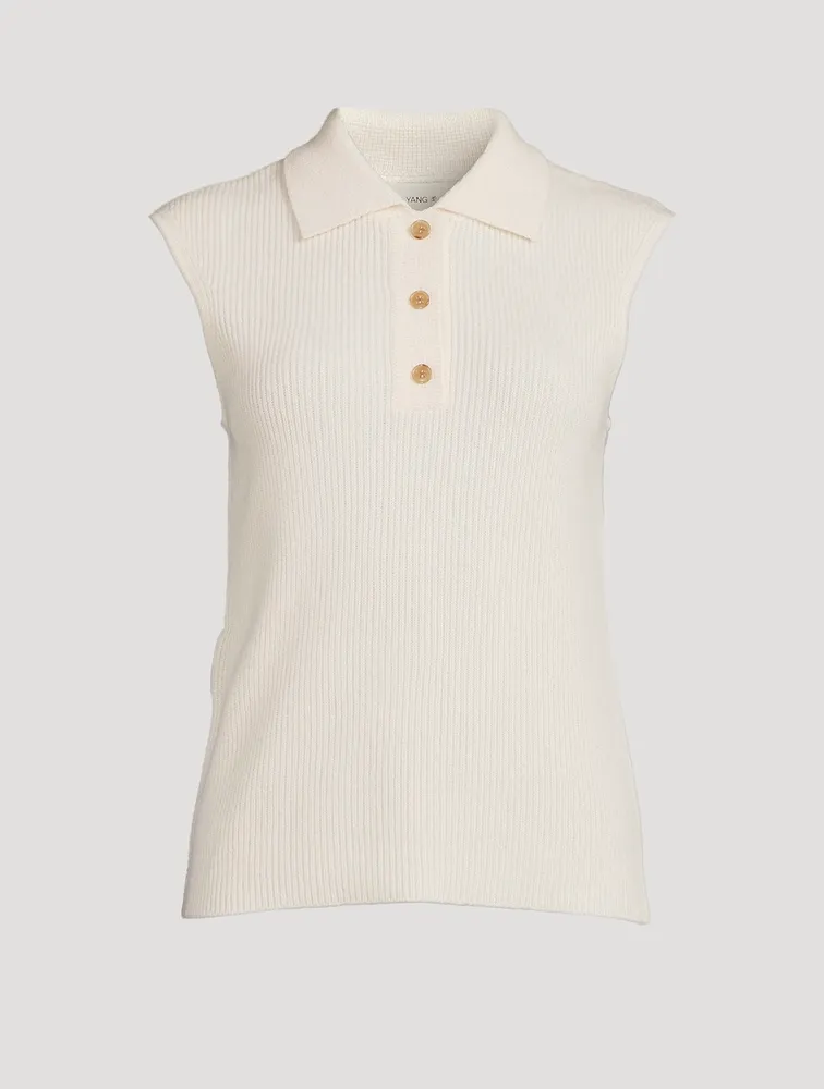 Liri Sleeveless Cashmere Polo Shirt