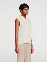 Liri Sleeveless Cashmere Polo Shirt