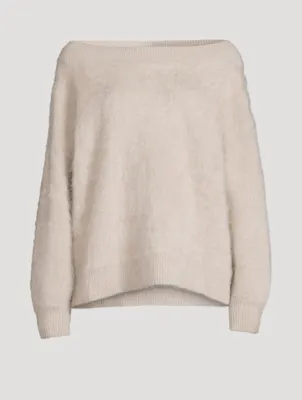 Kamila Off-The-Shoulder Brushed Cashmere Sweater