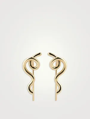 9K Gold Short Wave Earrings