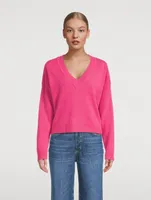 Cropped Cashmere V-Neck Sweater