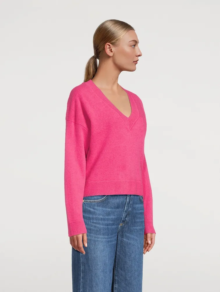 Cropped Cashmere V-Neck Sweater