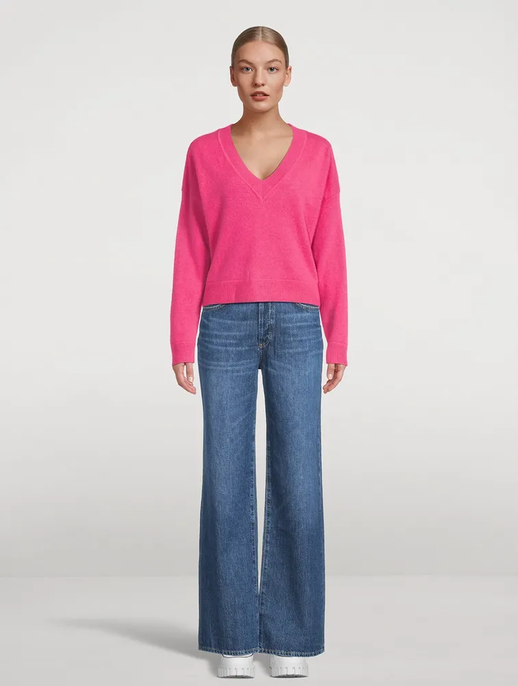 Cropped Cashmere V-Neck Sweater