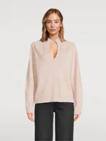 Wool Cashmere Marled Open Neck Sweater