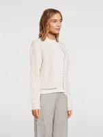 Wool Cashmere Cable Mix Cropped Cardigan