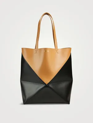 Large Puzzle Fold Leather Tote Bag