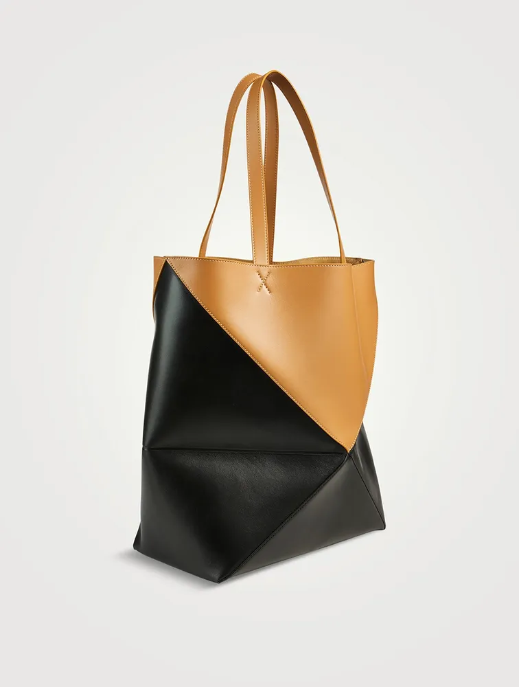 Large Puzzle Fold Leather Tote Bag