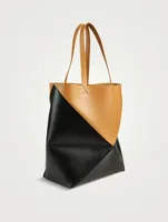 Large Puzzle Fold Leather Tote Bag