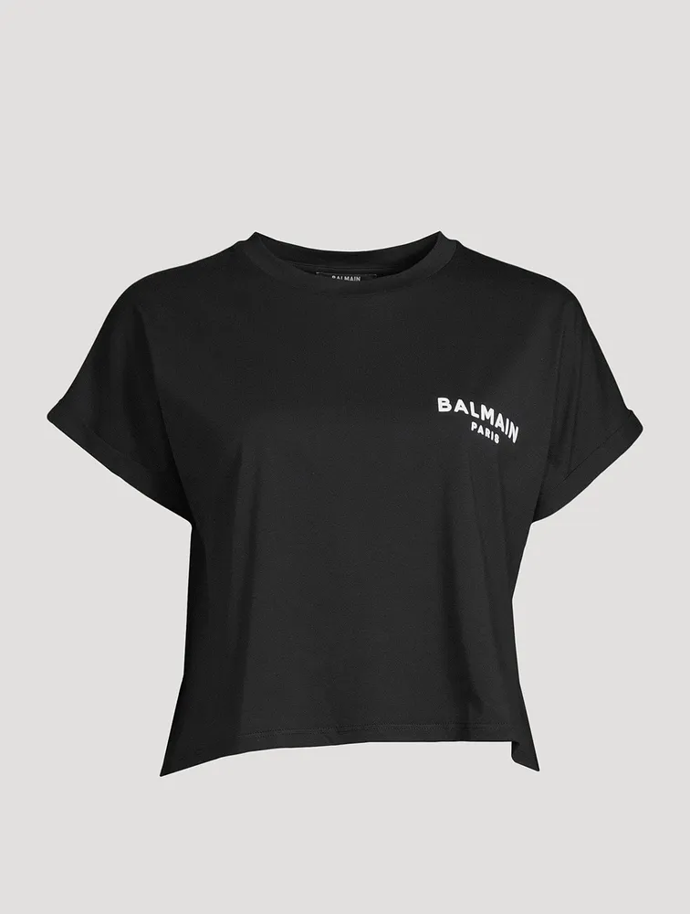 Flocked Logo Cropped T-Shirt